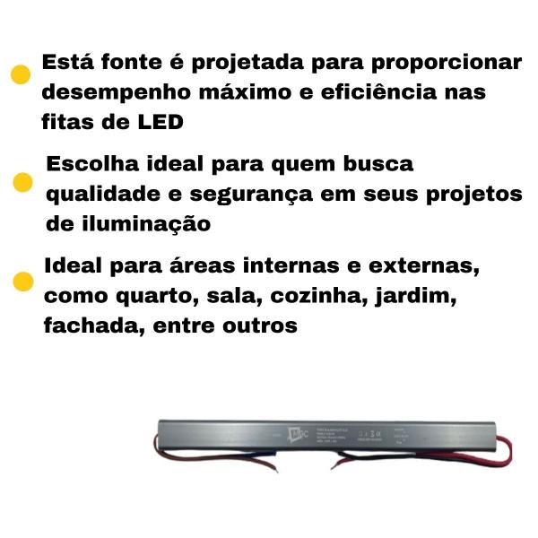 Imagem de Fonte De Alimentação Driver Perfil Para Fita Led 7a 12v 84w