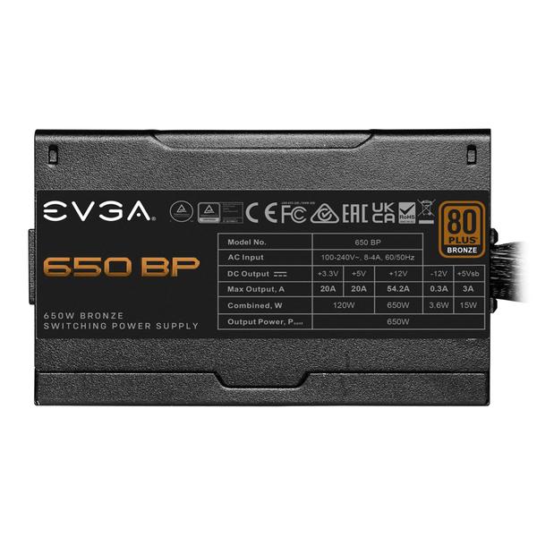 Imagem de Fonte de alimentação EVGA 650 BP 650W 80+ Bronze com garantia de 3 anos