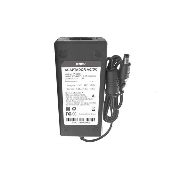 Fonte de Alimentação Externa K-Mex 60W 100-240V 12VDC/5A Com Cabo - Preto Imagem de Fonte de Alimentação Externa K-Mex 60W 100-240V 12VDC/5A Com Cabo - Preto