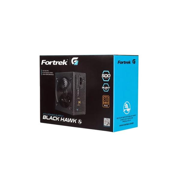 Imagem de Fonte de Alimentação Gamer ATX Fortrek Black Hawk 500W 80 Plus Bronze PFC Ativo S/ Cabo