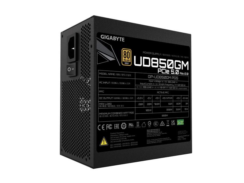 Imagem de Fonte de alimentação GIGABYTE GP-UD850GM PG5 Rev2.0 850 W 80 Plus Gold