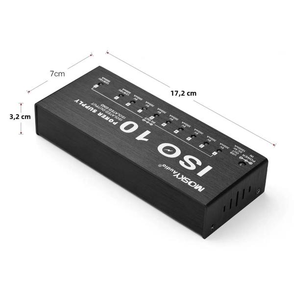 Imagem de Fonte de Alimentação Isolada Mosky Iso-10 para Pedal de Guitarra - 10 Saídas (5V, 9V, 12V, 18V) - USB