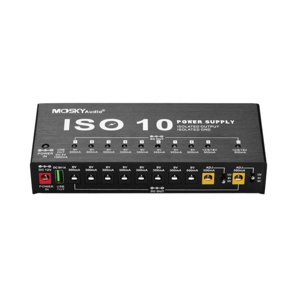 Imagem de Fonte de Alimentação Isolada Mosky Iso-10 para Pedal de Guitarra - 10 Saídas (5V, 9V, 12V, 18V) - USB