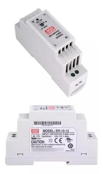 Fonte de Alimentação Mean Well DR-15-24 24V 0.63A - 24 Watts - ENG Automação Imagem de Fonte de Alimentação Mean Well DR-15-24 24V 0.63A - 24 Watts