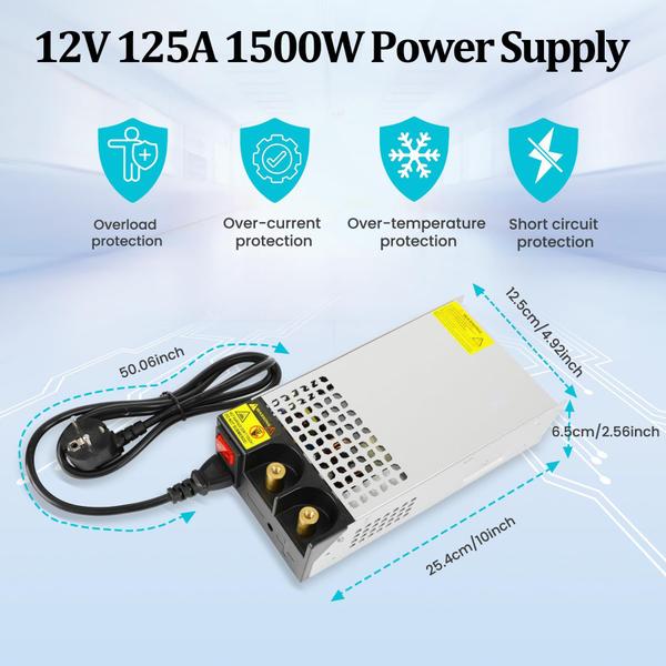 Imagem de Fonte de alimentação NUOFUWEI DC 12V 125A 1500W 110V AC a 12V DC