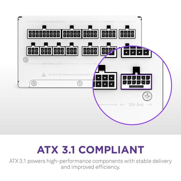 Imagem de Fonte de alimentação NZXT C1000 Gold ATX 3.1 1000W 80 Plus Gold