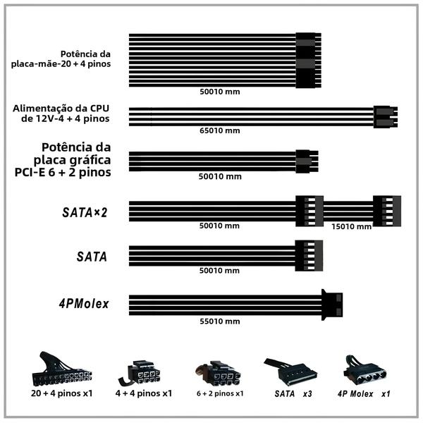 Imagem de Fonte De Alimentação Para Jogos De PC 400W 24Pin 12V IWONGOU Atx Fonte 500W Max Tensão Dupla 110