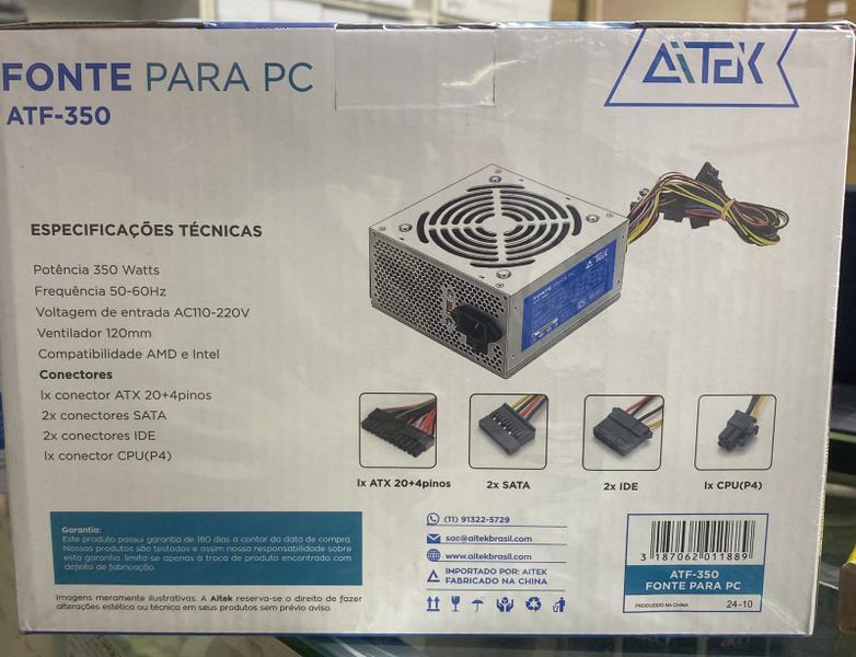 Imagem de Fonte de alimentação para PC 350W  500w 650w prata 110V/220V