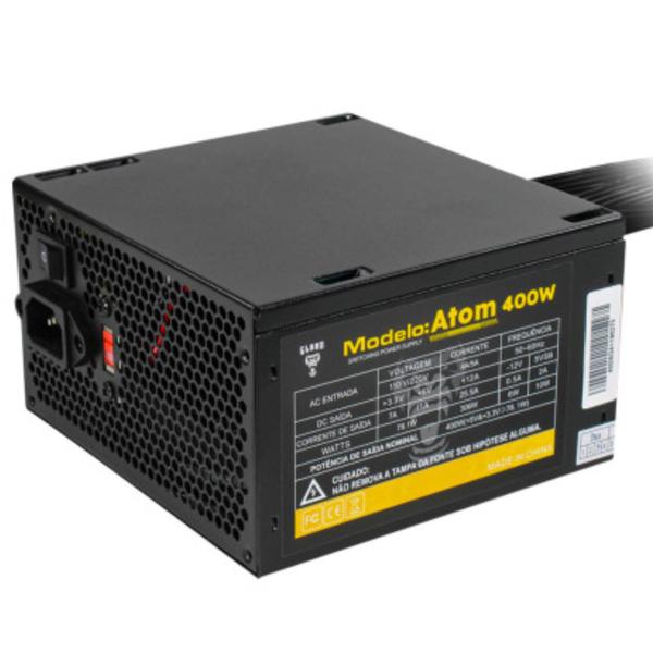 Imagem de Fonte de Alimentação Para Pc Gamer Atom 400W ATX 100V/230V Com 5  Cabos Conectores e Proteção Contra Sobrecarga Fan Silenciosa - Clanm