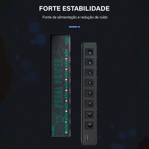 Imagem de Fonte De Alimentação Para Pedal De Efeito De Guitarra M-vave 8 Saídas DC Isolada 9V