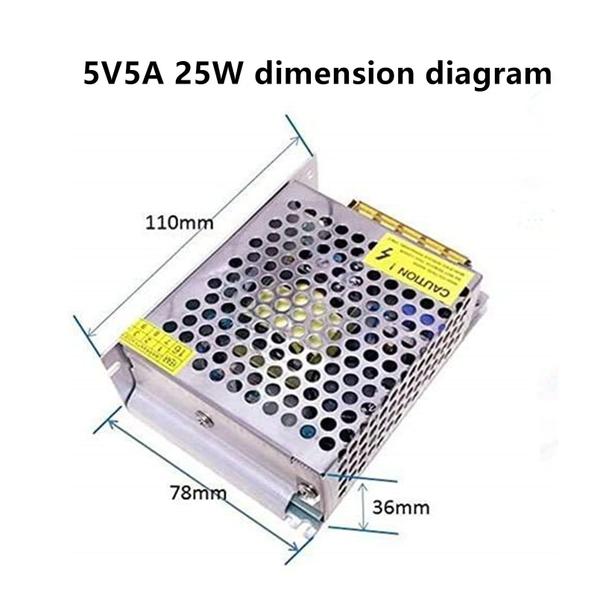 Imagem de Fonte de alimentação PHEVOS DC 5V 5A 25W AC 110/120 a DC 5V