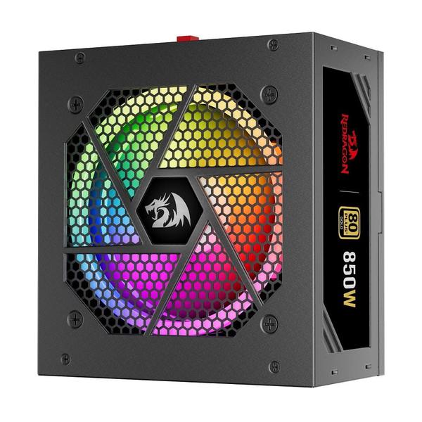 Imagem de Fonte de Alimentação Redragon RGPS-850W 80 Plus Gold PFC Ativo Full Modular RGB S/Cabo - Preto