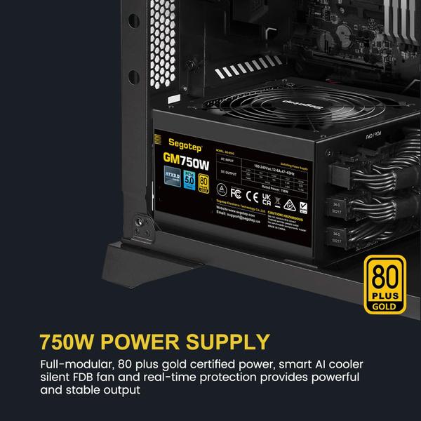 Imagem de Fonte de alimentação Segotep 750W 80 Plus Gold Full Modular