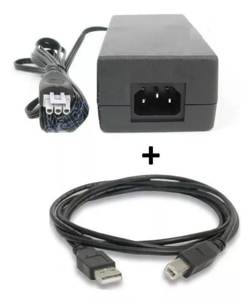 Imagem de Fonte De Impressora compatível com HP 0957-2231 Plug Cinza + Cabo De Força