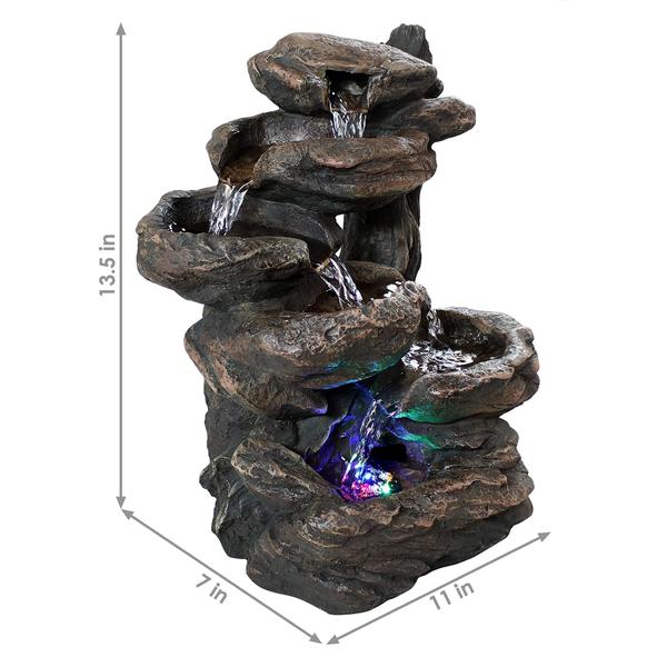 Imagem de Fonte de mesa Sunnydaze Staggered Rock Falls 34 cm e 6 camadas