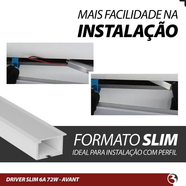Fonte Driver Slim 12V 6A 72W Bivolt Para Fita Led Perfil Sanca Gesso - AVANT Imagem de Fonte Driver Slim 12V 6A 72W Bivolt Para Fita Led Perfil Sanca Gesso - AVANT