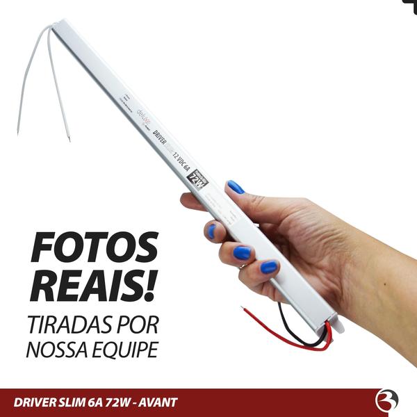 Fonte Driver Slim 12V 6A 72W Bivolt Para Fita Led Perfil Sanca Gesso - AVANT Imagem de Fonte Driver Slim 12V 6A 72W Bivolt Para Fita Led Perfil Sanca Gesso - AVANT