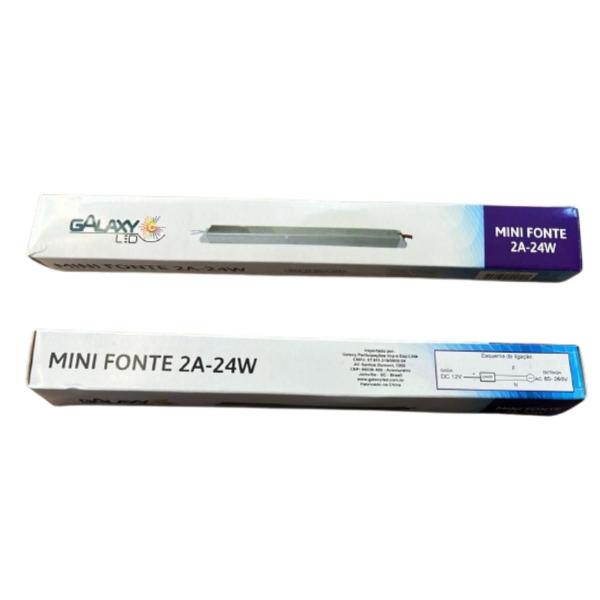 Fonte Driver Slim Mini 12v 24w 2a Bivolt Para Fita Led 3a 5a - Galaxy Led Imagem de Fonte Driver Slim Mini 12v 24w 2a Bivolt Para Fita Led 3a 5a
