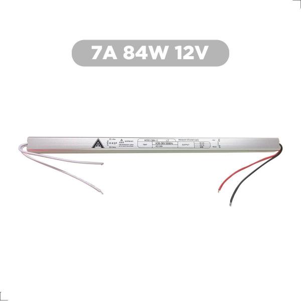 Fonte Driver Super Fino Slim 12V 7A 84W Para Perfil De Led - Aaa top Imagem de Fonte Driver Super Fino Slim 12V 7A 84W Para Perfil De Led