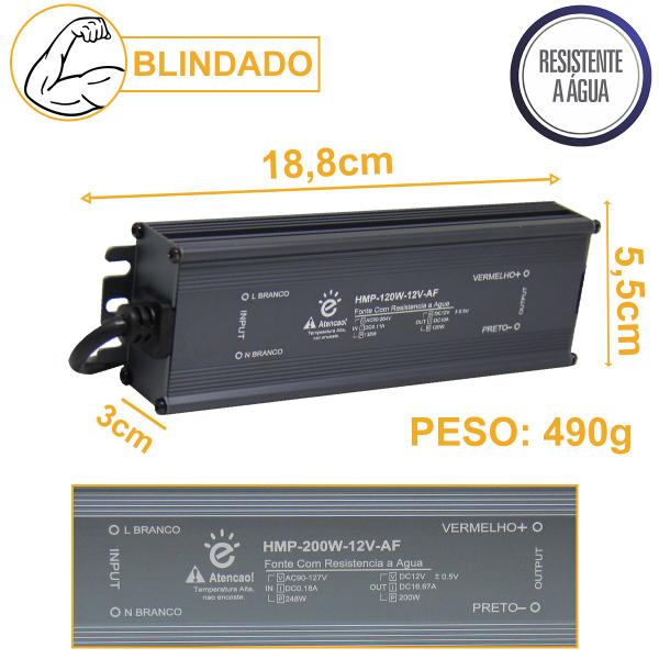 Fonte Embralumi 12V Blindada IP67 120W 10A Garantia 2 Anos Imagem de Fonte Embralumi 12V Blindada IP67 120W 10A Garantia 2 Anos