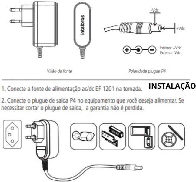 Imagem de Fonte Energia Alimentação 12v 1A Bivolt Intelbras Plug P4 P/Cftv Cameras Roteador