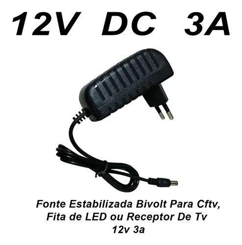 Imagem de Fonte Estabilizada Bivolt 12v 3a Para Fita Led 5050 3528