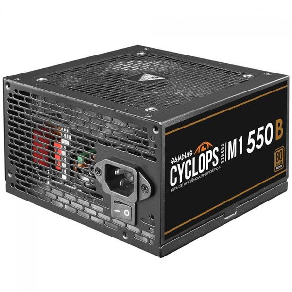 Fonte Gamdias Cyclops, 550W, 80 Plus Bronze, Cybenetics, Teclab, PFC Ativo, Cabos Flat Imagem de Fonte Gamdias Cyclops, 550W, 80 Plus Bronze, Cybenetics, Teclab, PFC Ativo, Cabos Flat