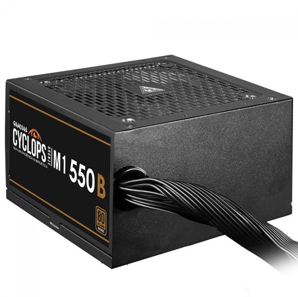 Fonte Gamdias Cyclops, 550W, 80 Plus Bronze, Cybenetics, Teclab, PFC Ativo, Cabos Flat Imagem de Fonte Gamdias Cyclops, 550W, 80 Plus Bronze, Cybenetics, Teclab, PFC Ativo, Cabos Flat