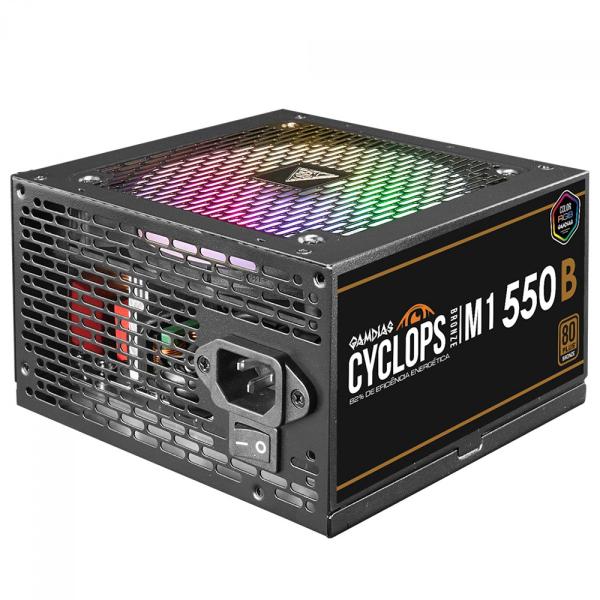 Imagem de Fonte Gamdias Cyclops M1-550B 550W RGB 80 Plus Bronze