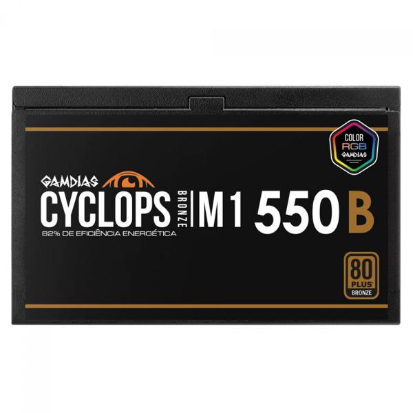 Fonte Gamdias Cyclops M1-550B 550W RGB 80 Plus Bronze Imagem de Fonte Gamdias Cyclops M1-550B 550W RGB 80 Plus Bronze
