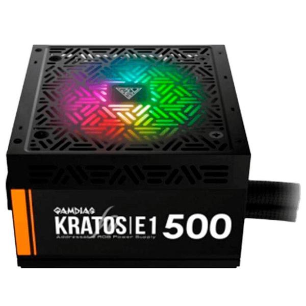 Imagem de Fonte Gamdias Kratos E1-500W 80 Plus RGB, GD-Z500ZZZ