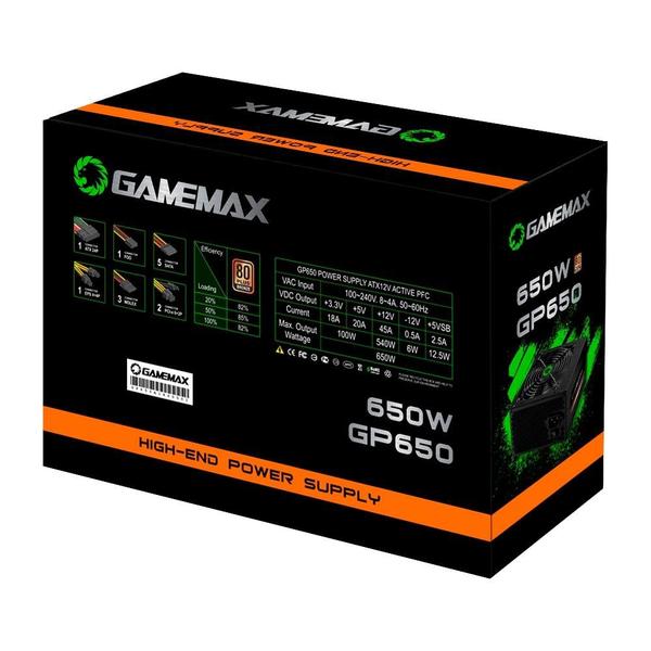 Imagem de Fonte Gamemax GP650, 650W, 80 Plus Bronze, PFC Ativo, Com Cabo, Preto - GP650