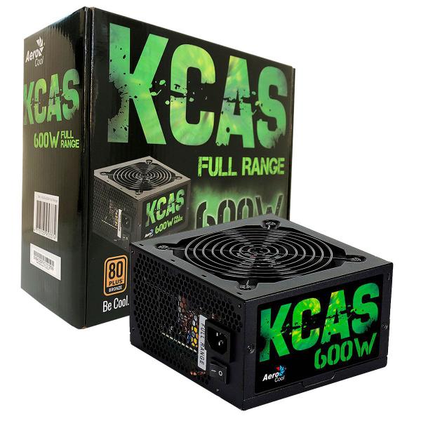 Imagem de Fonte Gamer Aerocool KCAS 600W 80 Plus Bronze Full Range PFC Ativo