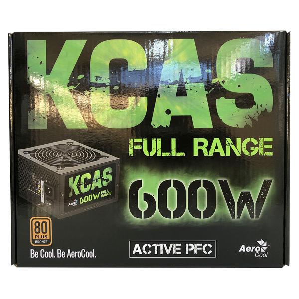 Imagem de Fonte Gamer Aerocool KCAS 600W 80 Plus Bronze Full Range PFC Ativo