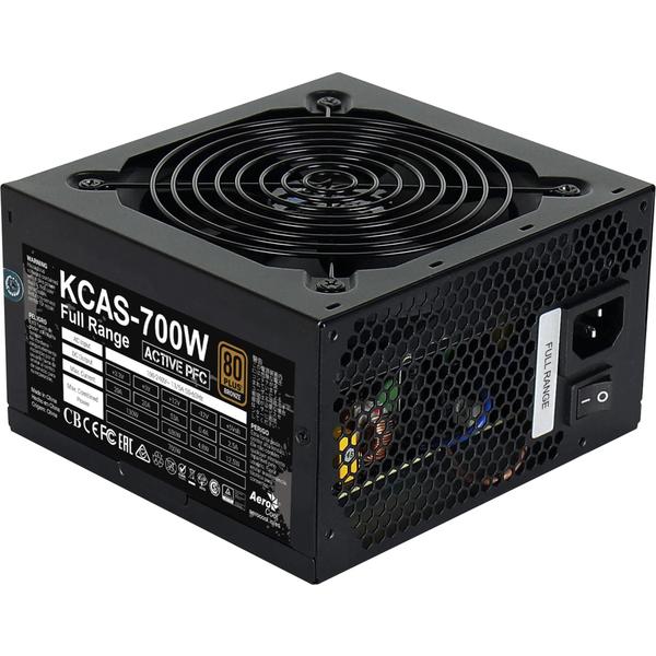 Imagem de Fonte Gamer Aerocool KCAS 700W 80 Plus ATX Full Range APFC Sem Cabo - Preto