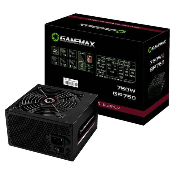 Imagem de Fonte Gamer ATX 750W Preta Silenciosa com Ventoinha 80 Plus Bronze 50-60Hz Auto Range 110-240V - Gamemax GP750