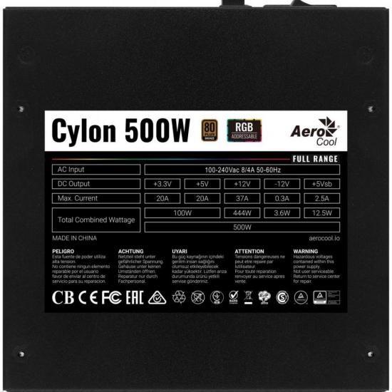 Fonte Gamer ATX Aerocool Cylon 500W 80 Plus Bronze Full Range APFC Imagem de Fonte Gamer ATX Aerocool Cylon 500W 80 Plus Bronze Full Range APFC