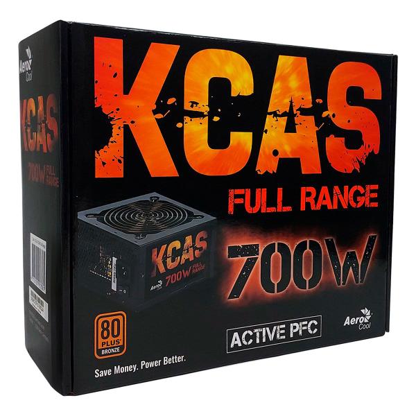 Imagem de Fonte Gamer ATX Aerocool KCAS 700W, 80 Plus Bronze, PFC Ativo