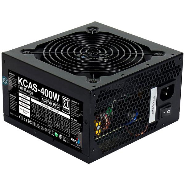 Imagem de Fonte Gamer ATX KCAS 400W 80 Plus Full Range PFC Ativo Aerocool  KCAS400W