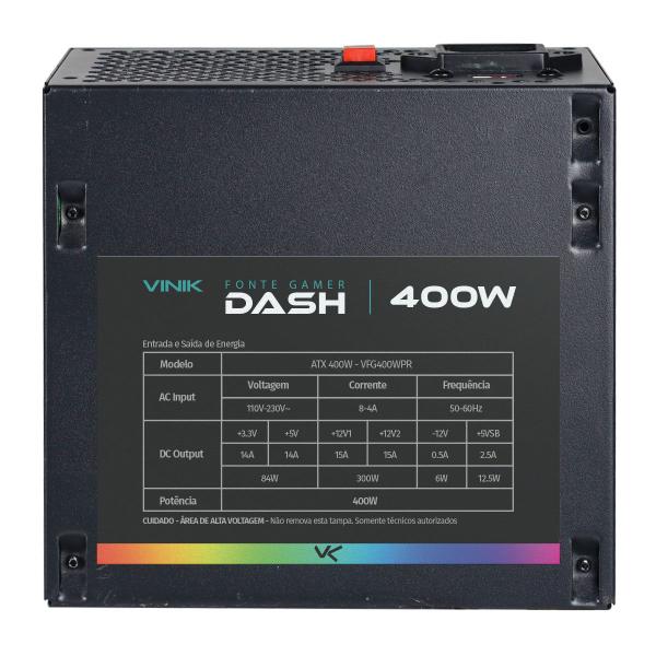 Imagem de Fonte Gamer Dash 400w Preto Com Fan Led Rgb - Vfg400wpr