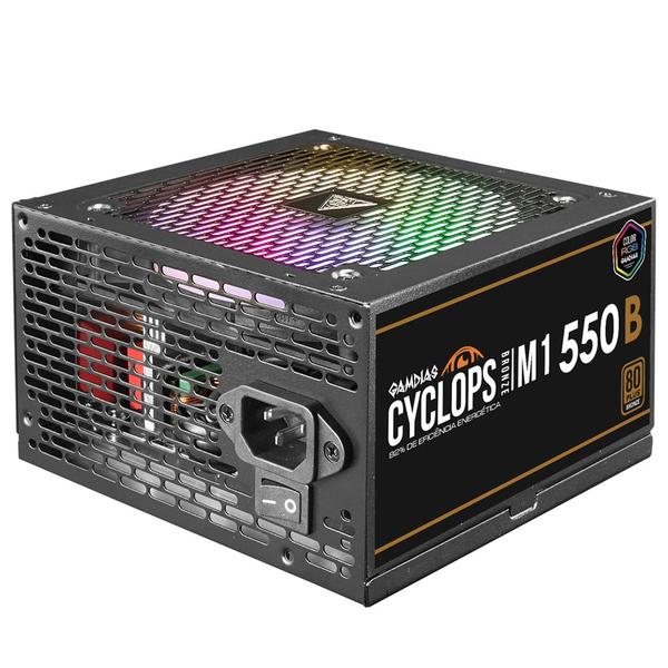 Imagem de Fonte Gamer Gamdias Cyclops M1-550B RGB 80 Plus Bronze ATX 2.31 PFC Ativo