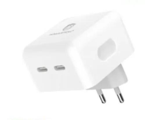 Imagem de Fonte Gan Pd 20w X2 Duplo Saídas 2 Usb-c Rápido Cb21