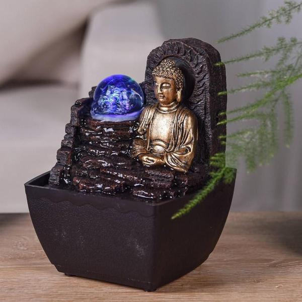 Fonte Grande Decortiva Cascata Esfera Vidro Gira Buda Led - Fontebuda Imagem de Fonte Grande Decortiva Cascata Esfera Vidro Gira Buda Led