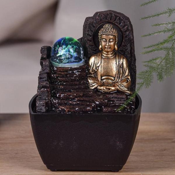 Fonte Grande Decortiva Cascata Esfera Vidro Gira Buda Led - Fontebuda Imagem de Fonte Grande Decortiva Cascata Esfera Vidro Gira Buda Led