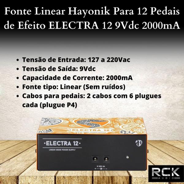 Imagem de Fonte Linear Hayonik Para 12 Pedais de Efeito ELECTRA 12 9Vdc 2000mA