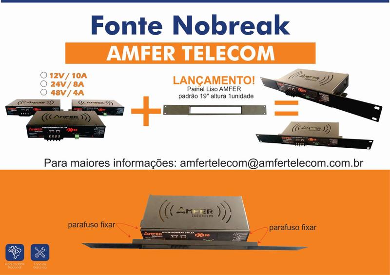 Imagem de Fonte nobreak amfer telecom 48v-4a fx250 com suporte rack