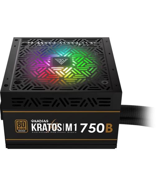 Imagem de Fonte Pc Atx 750W Gamer Gamdias Kratos M1 RGB 80 Plus Bronze PFC Ativo M1-750B