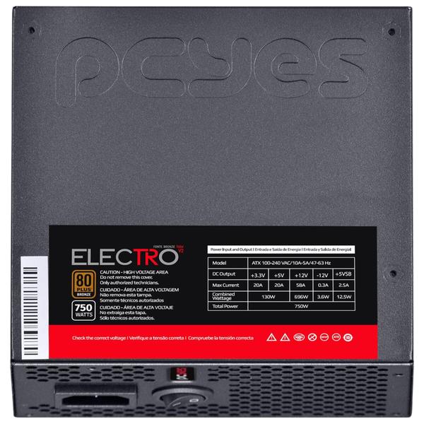 Fonte Pcyes Eletro V2 750W ATX Bronze Para Pc Gamer Com 6 Cabos Conectores 115V/230V Com Proteção Contra Sobrecarga Fan Silenciosa Imagem de Fonte Pcyes Eletro V2 750W ATX Bronze Para Pc Gamer Com 6 Cabos Conectores 115V/230V Com Proteção Contra Sobrecarga Fan Silenciosa