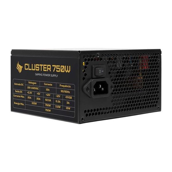 Imagem de Fonte Pichau Cluster, 750W, PCIe 5.0, Full Modular, Cybenetics Gold, Preto, PG-CL750-BK01