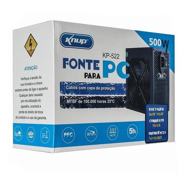 Imagem de Fonte Real Knup 500W Preto Bivolt 50-60Hz - Kp-522